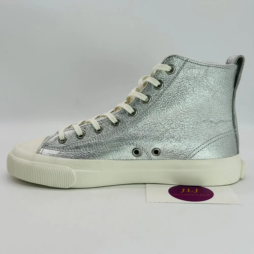 P.F. Flyers Women's All-American Hi Silver Leather High Top Sneakers Size 7.5